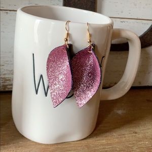 Glitter Leaf Earrings